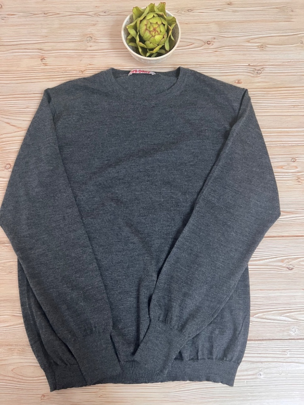 Brunello Cucinelli Cashmere Silk Crewneck Sweater M Charcoal Gray Italy